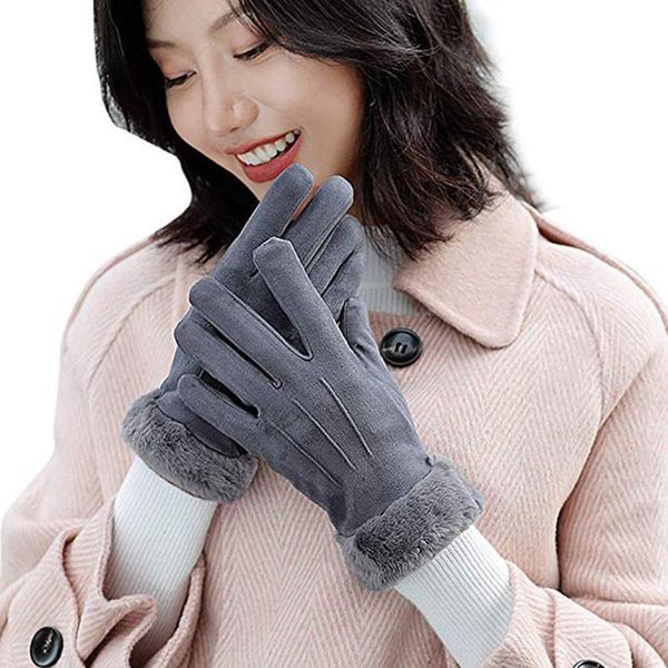 

womens gloves classic fashion winter outdoor sport warm gloves mittens solid guantes femme 2020#p4, Blue;gray