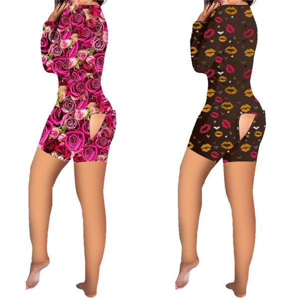 

women jumpsuits rompers valentine's day pajama onesies one piece pant nightwear bodysuit workout button back flap short pants g12002, White