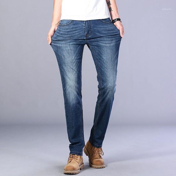 

sulee brand slim jeans men zipper slim fit denim joggers stretch male jean pencil pants blue men's jeans fashion casual ho1