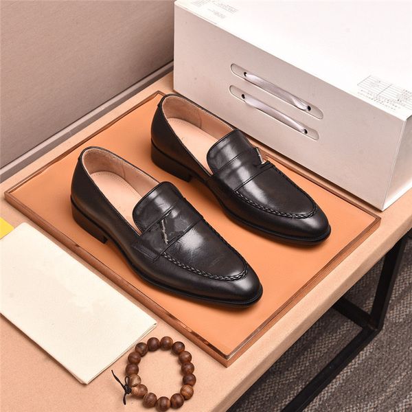 

men shoes genuine leather autumn new designer men's business dress shoes with low-heel black formal footwear lace