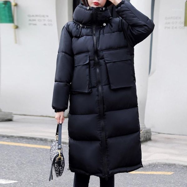 

women oversize parkas warm thick outerwear zipper coat slim cotton-padded jacket winter jacket women parkas outerwear coats 20191, Black