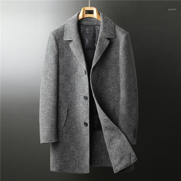 

beka cloth coat male long 2020 winter suit collar removable feather bladder double coat1, Black