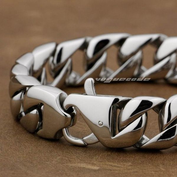 

linsion 316l stainless steel 9 length mens biker rocker punk bracelet 5l019 ing, Black