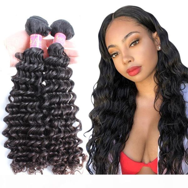 

bella hair malaysian deep wave 8-30 100% virgin human hair extension hair weft natural color deep wave 2 pieces weaves ing, Black