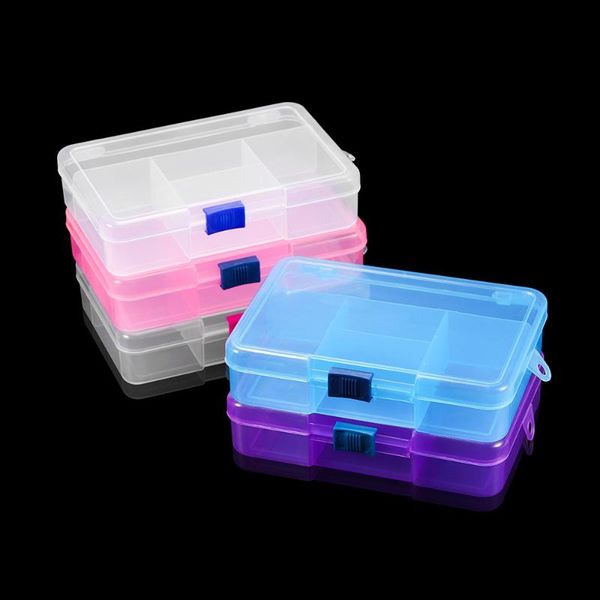 

1pcs good quality 5 grids necklace beads earring case organizer plastic jewelry accessories storage for diy, Pink;blue