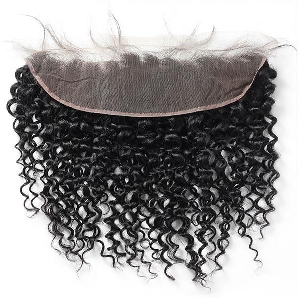 

hd lace frontal deep wave brazilian 100% human hair 13x4 transparent lace closure with baby hair bleached knots part natural color, Black