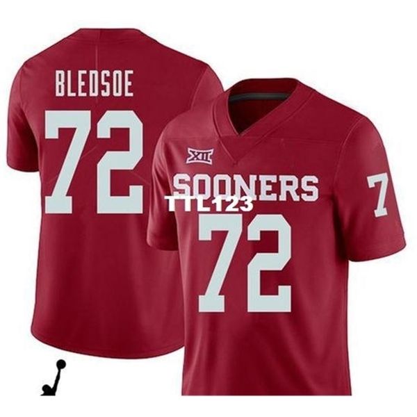

3740 oklahoma sooners amani bledsoe #72 real full embroidery college jersey size s-4xl or custom any name or number jersey, Black
