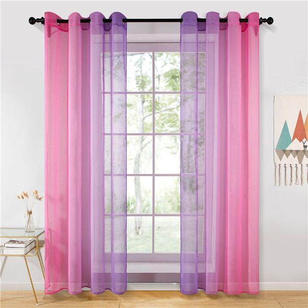 

sheer curtains purple pink gradient tulle curtains for living room bedroom kitchen home l coffee decor blue orange color z