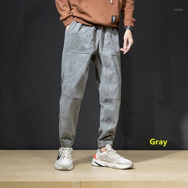 

spring autumn new casual pants korean version trend loose overalls joker corduroy men's trousers fashion sweatpants1, Black