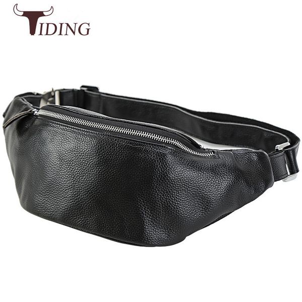 

tiding new mens designer embossed leather waist bag casual style pillow fanny packs bum hip belt pouch small chest pack black t200113