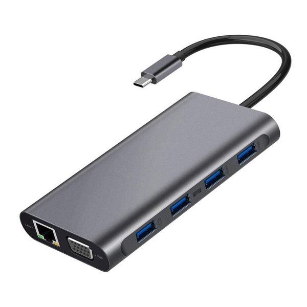 

11 в 1 usb 3.5 мм тип c hub hdmi rj45 vga 4 usb3.0 pd tf laptop конвертер