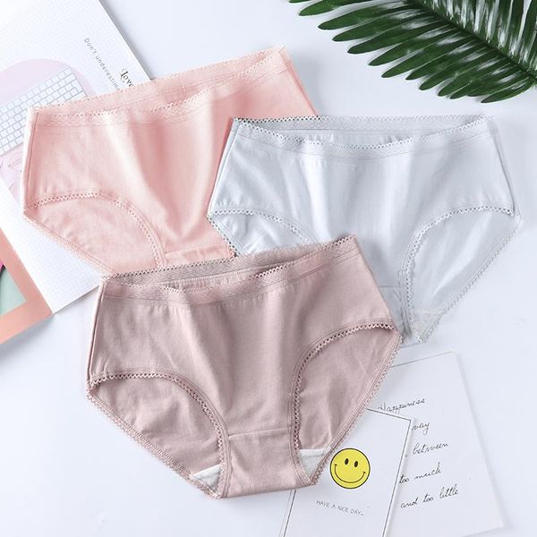 

women's panties 3pcs cotton underwear soft breathable women underpants solid low-rise briefs female lingerie, Black;pink