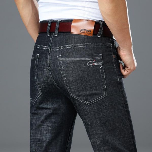 

2021 light jeans men male straight fit pants classic jeans men denim elasticity fashion trousers utr thin pants light blue