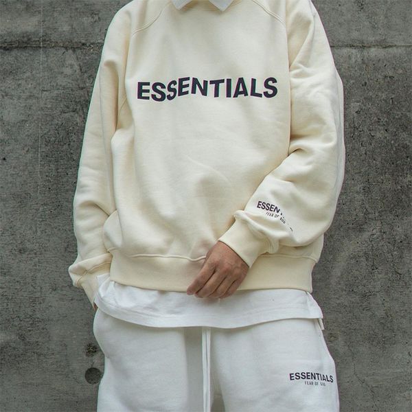 

feel of god double line essentials high street 3m reflective loose round neck pullover plush fog sweater, Black