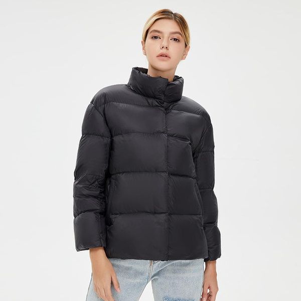 

2020 new winter down jacket women puffer jacket light slim warm coats female casual winter plus size parka for women1, Black
