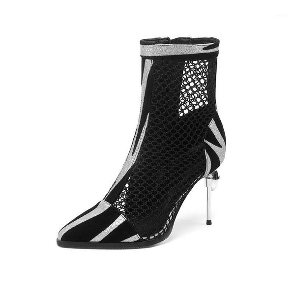 

boots 2021 early spring hollow women shoes mesh (air mesh) pointed toe1, Black