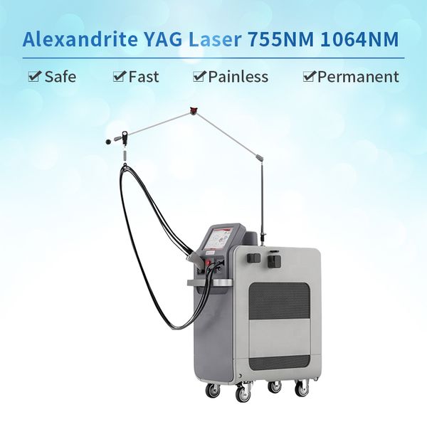 

755+1064nm two wavelength fiber laser for permanent hair removal machine with 5mm-18mm changable spot size whole sales price spa use, Black