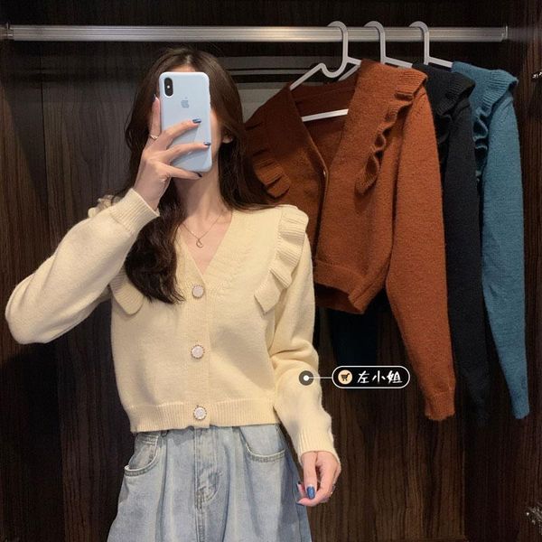 

cute design sweater knitted aesthetic aesthetic knitted cardigan sweater autumn korean strickjacke damen women clothes de50ks, White