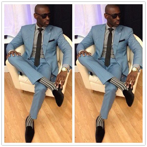 

men's suits & blazers light blue casual man suit custom made groom tuxedos for beach wedding 2 pieces mens prom party dinner wear, White;black