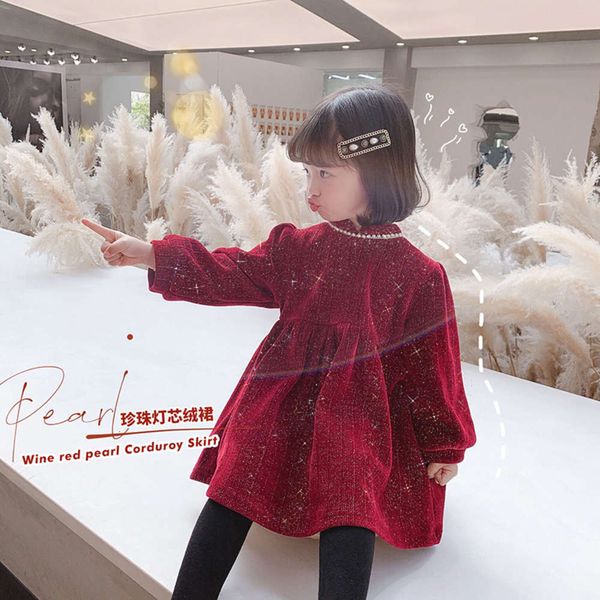 

huzhou zhili 2020 girls' drs autumn winter new children's thickened long sve princs skirt, Red;yellow