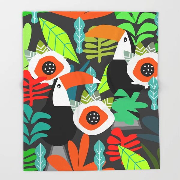 

tropical vibe with toucans nordic throw blanket for couch hiking picnic quilt travel home fleece throw blanket for sofa