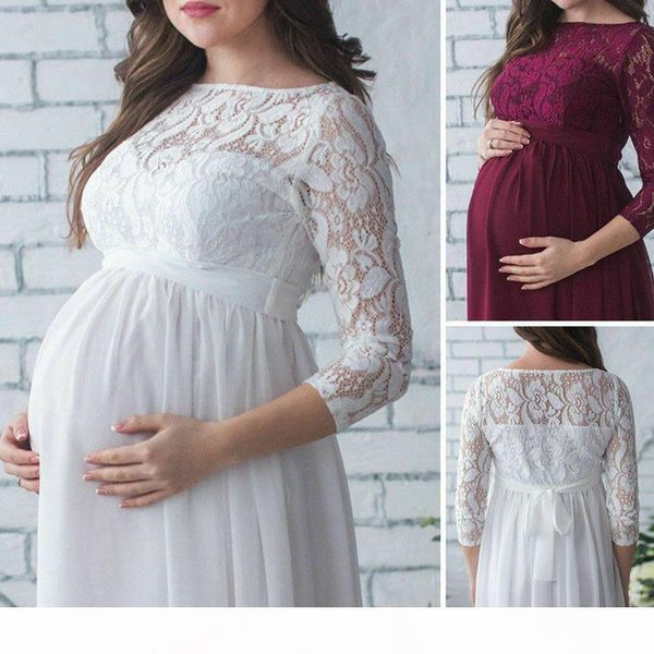 

women pregnancy clothes maternity pgraphy props lace dress for pregnant p shoot clothing pregnant mother dress, White