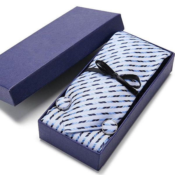 

новые мужчины галстук синего плед 100% silk tie платок платок запонка комплект коробка подарка формальных свадьбы, Black;gray