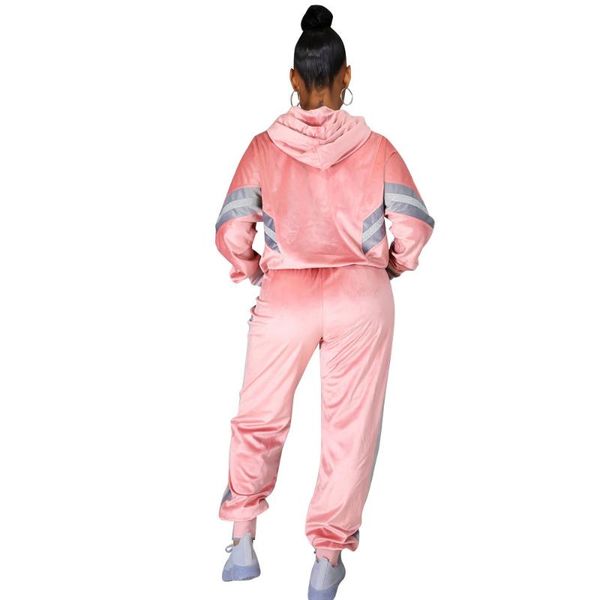 

women's tracksuits velvet loose fashion women matching sets long sleeve hooded warm sweatshirt hoodie+pockets drawstring jogger sweatpa, Gray