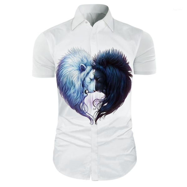 

kissqiqi men 3d printed hawaiian shirt short sleeve shirt men's shirts for men animal lion galaxy print1, White;black
