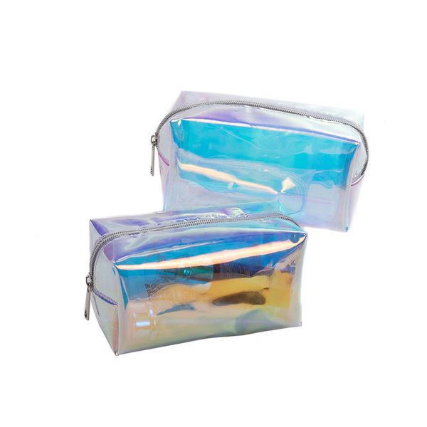 

fashion female jelly tpu transparent beauty laser makeup comestic travel make up bag