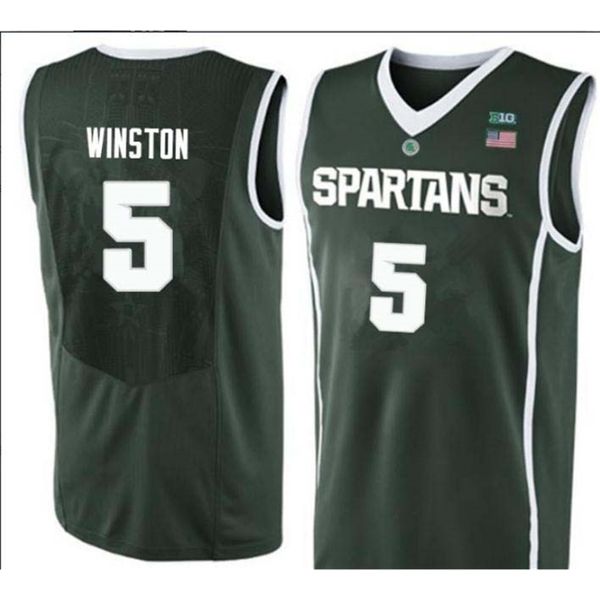 

custom 604 youth women michigan state spartans green cassius winston #5 basketball jersey size s-4xl or custom any name or number jersey, Black