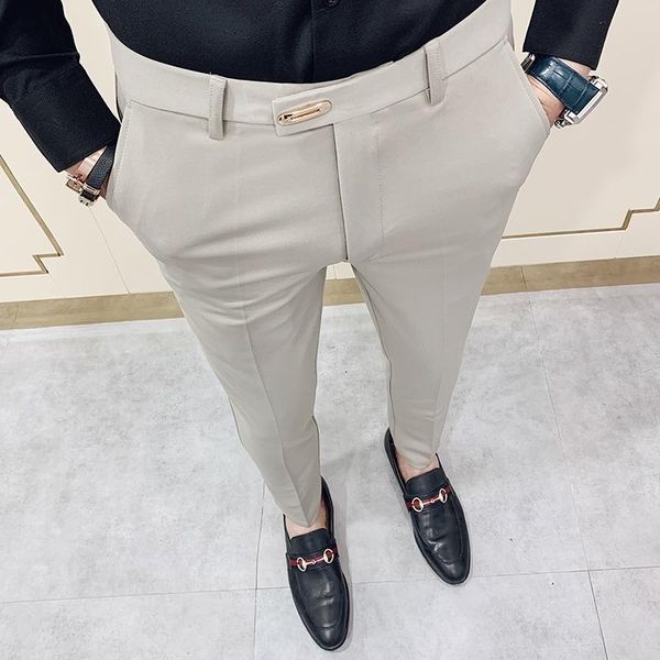 

men's formal pants casual slim fit men's casual pants fashionable nine-point suit office 28-34, Black