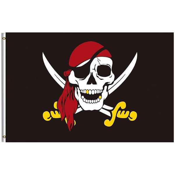 Bandeiras Bandeira 3x5ft Jolly Roger pirata, bandeira personalizada 3x5ft, National Impresso Digital 100% poliéster com costuras duplas, frete grátis