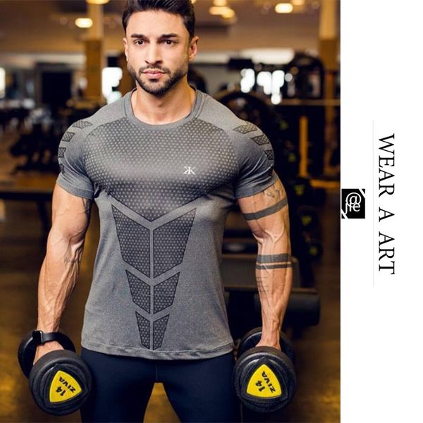 

men gym clothes man sport t-shirt bodybuilding boy fitness fashion lose weight muscle running basketball breathable quick-dry black new, White;black