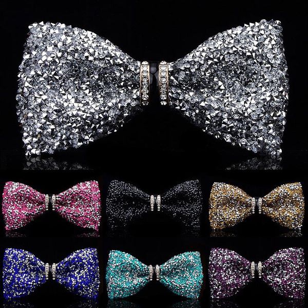 

neck ties fashion tuxedo bow tie men red and black crystal glass groom marry wedding party colorful striped butterfly cravats mens, Blue;purple
