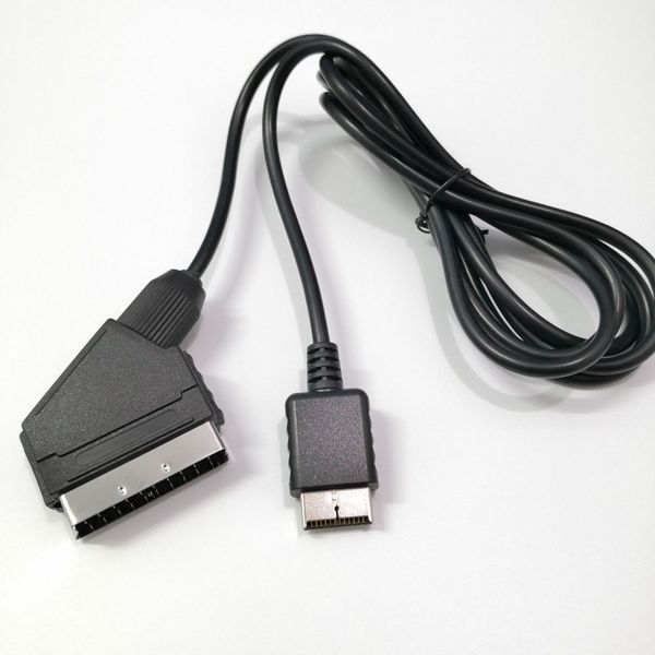 1,8 m schwarzes RGB-Scart-Kabel für Sony Playstation PS2 PS3 TV-AV-Kabel, Ersatz-Anschluss, Spielkabel