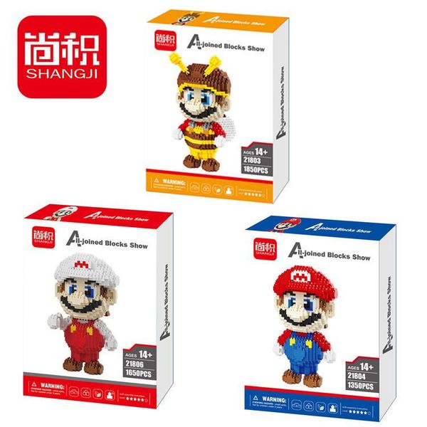 

shangji japan game super mario fire mario white 3d model diy micro diamond mini building mini blocks bricks assembly toys bbyxet homebag
