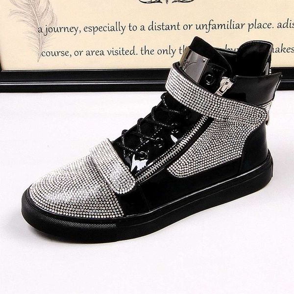 

trend martin boots personality casual net red inside high board diamond men's shoes, White;red