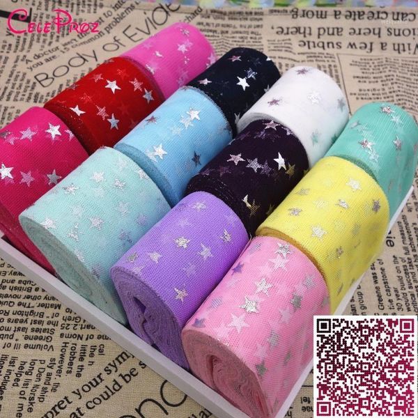 

25yards 6m silver star tulle mesh ribbon roll tulle ribbon for diy crafts wedding birthday party decoration1, Black;white