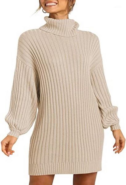 

women's sweaters oversized turtleneck long sleeve ribbed knit pullover sweater dress turtleneck balloon sleeve loose fit1, White;black