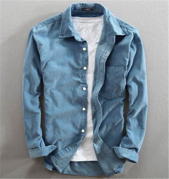 

fashion lapel long sleeve british style shirt clothes designer spring mlae slim single-breasted casual shirts man corduroy shirts, White;black