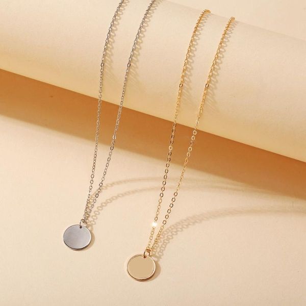 

2020 new fashion disc pendant necklace chain necklaces for women, Silver