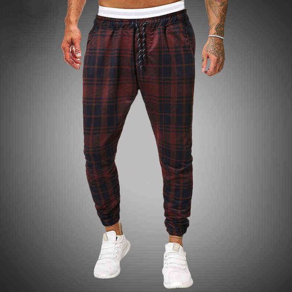 

2021 new streetwear red plaid pants men joggers man casual straight harem pants men korean hip hop track pants long sweatpants w220214, Black
