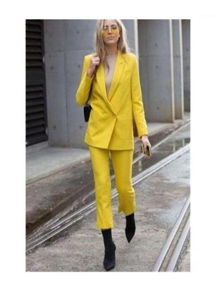 

elegant yellow formal business women pantsuits fashion ladies pantsuit costumes womens suits blazer with pants custom made1, White