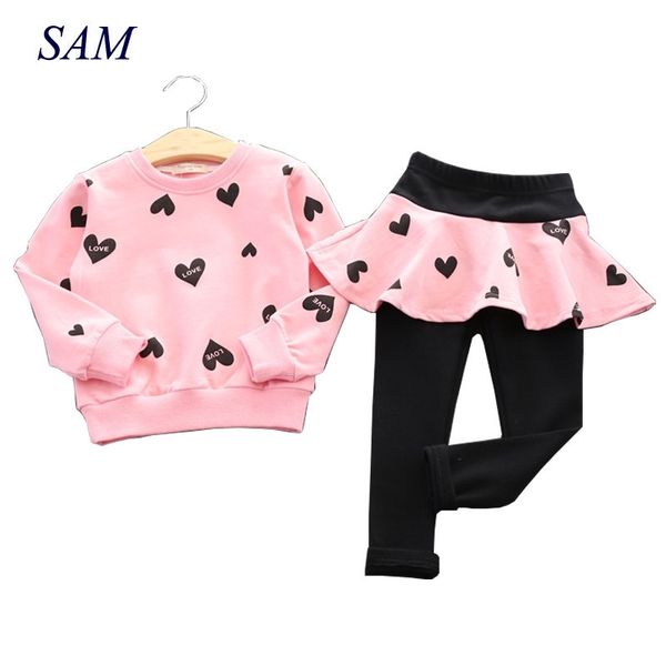 

toddler girls clothing sets 2017 autumn winter children girls clothes t-shirt+pants christmas outfits kids girls sport suit y200325, White