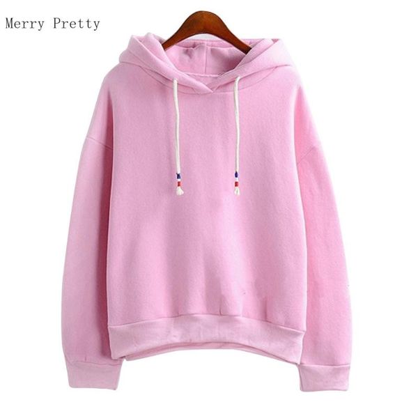 

women's hoodies & sweatshirts women candy 10 color long sleeved thick casual all-match solid leisure hooded hoodie loose, Black