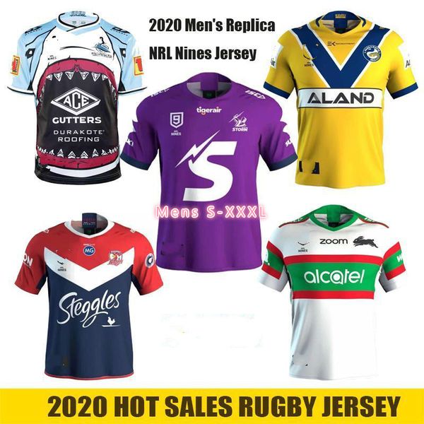 

2020 девятка джерси кронулла sutherland акула мельбурн сторм юг сиднейская rabbitohs супер регби лига джерси mens s-xxxl, Black;gray
