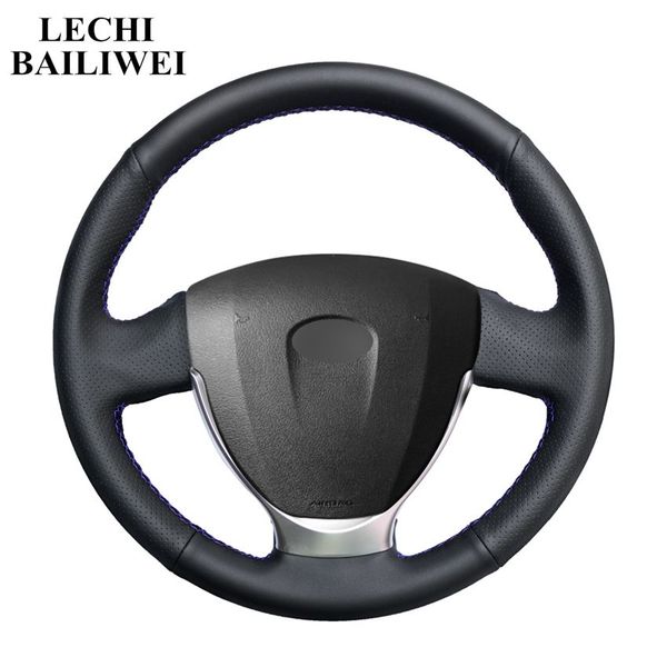 

hand-stitched black artificial leather car steering wheel cover for lada priora 2013-2020 kalina 2 2013-2020
