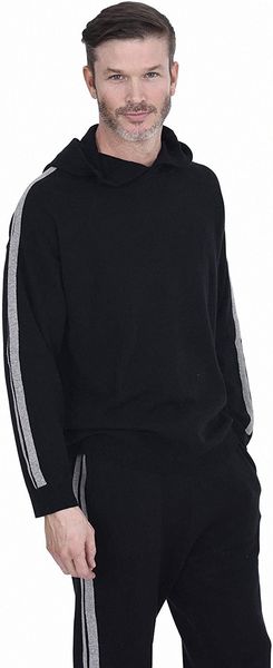 

men's hoodies knitted loungewear joggers cashmere wool sleep-in sweatpants with pockets n7ll#, Black