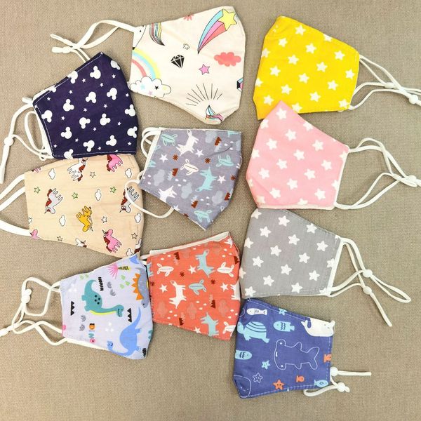 

designer masks children's cartoon printed cotton cloth face masks three layers of protection washable cotton dust masks